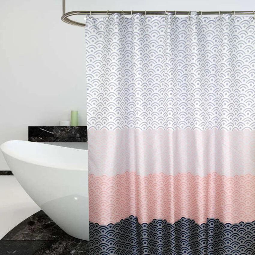 Nordic Geometric Color Block Shower Curtains - Extra Large w/12pcs Hooks