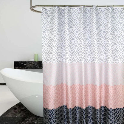 Nordic Geometric Color Block Shower Curtains - Extra Large w/12pcs Hooks