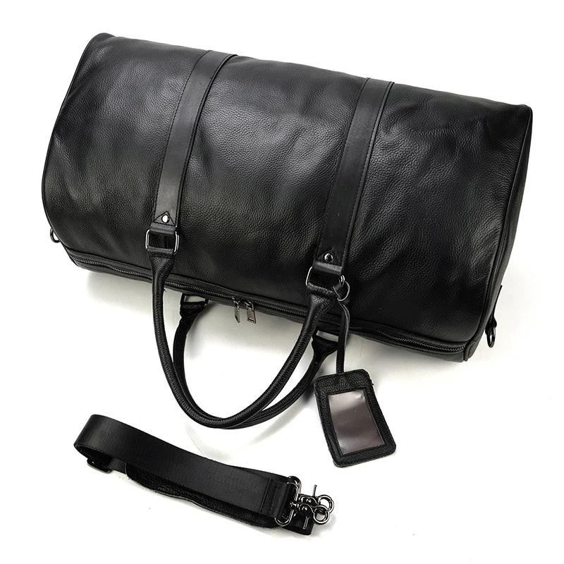 Premium cowskin travel bag showcasing durable craftsmanship and stylish design for sophisticated travelers.
