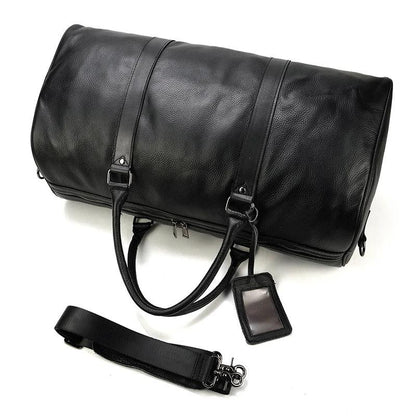 Premium cowskin travel bag showcasing durable craftsmanship and stylish design for sophisticated travelers.