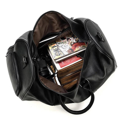 Premium cowskin travel bag showcasing durable craftsmanship and stylish design for sophisticated travelers.