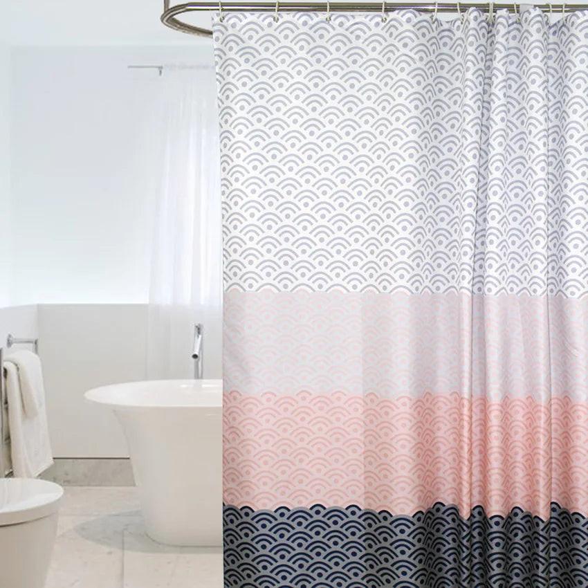 Nordic Geometric Color Block Shower Curtains - Extra Large w/12pcs Hooks