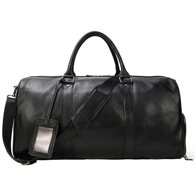 Premium cowskin travel bag showcasing durable craftsmanship and stylish design for sophisticated travelers.