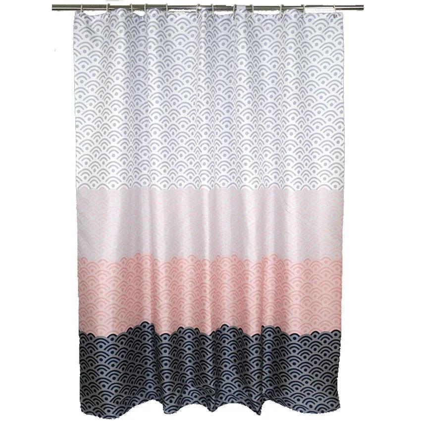 Nordic Geometric Color Block Shower Curtains - Extra Large w/12pcs Hooks