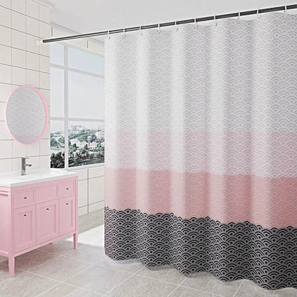 Nordic Geometric Color Block Shower Curtains - Extra Large w/12pcs Hooks