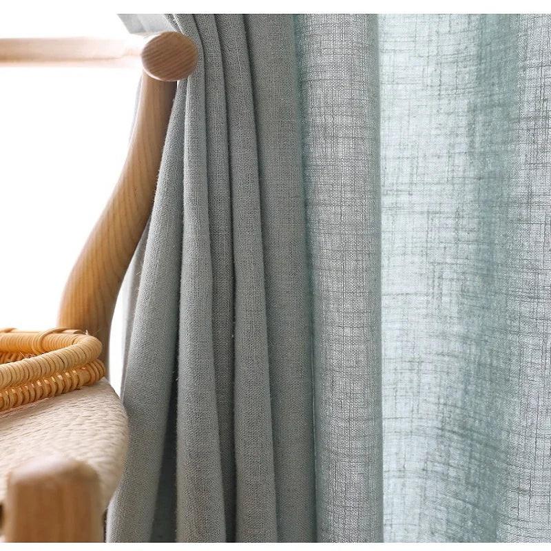 Modern Cotton Linen Curtain Yarn, Semi Shading Sheer Curtains