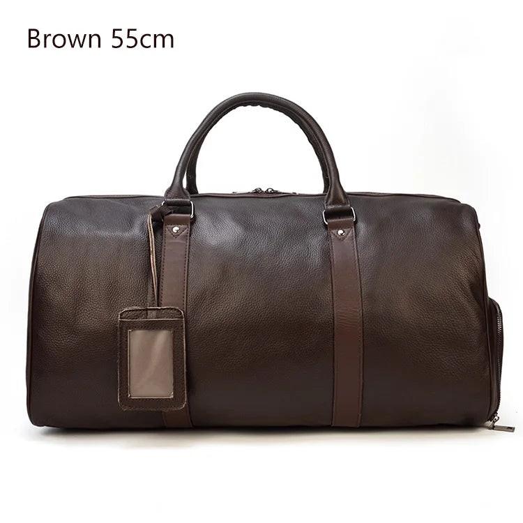 Premium cowskin travel bag showcasing durable craftsmanship and stylish design for sophisticated travelers.