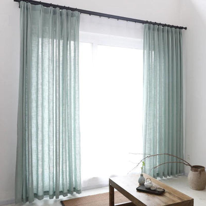 Modern Cotton Linen Curtain Yarn, Semi Shading Sheer Curtains