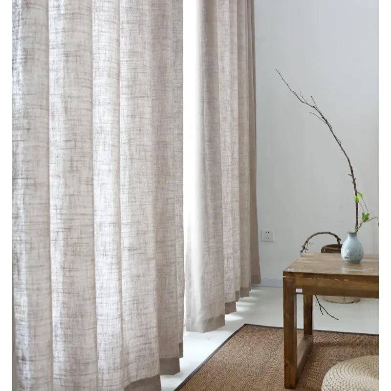 Modern Cotton Linen Curtain Yarn, Semi Shading Sheer Curtains