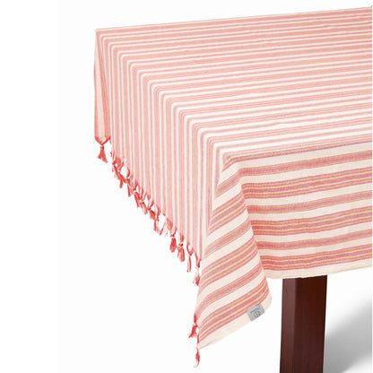 Eco-friendly Andana Striped Tablecloth Set - Magenta