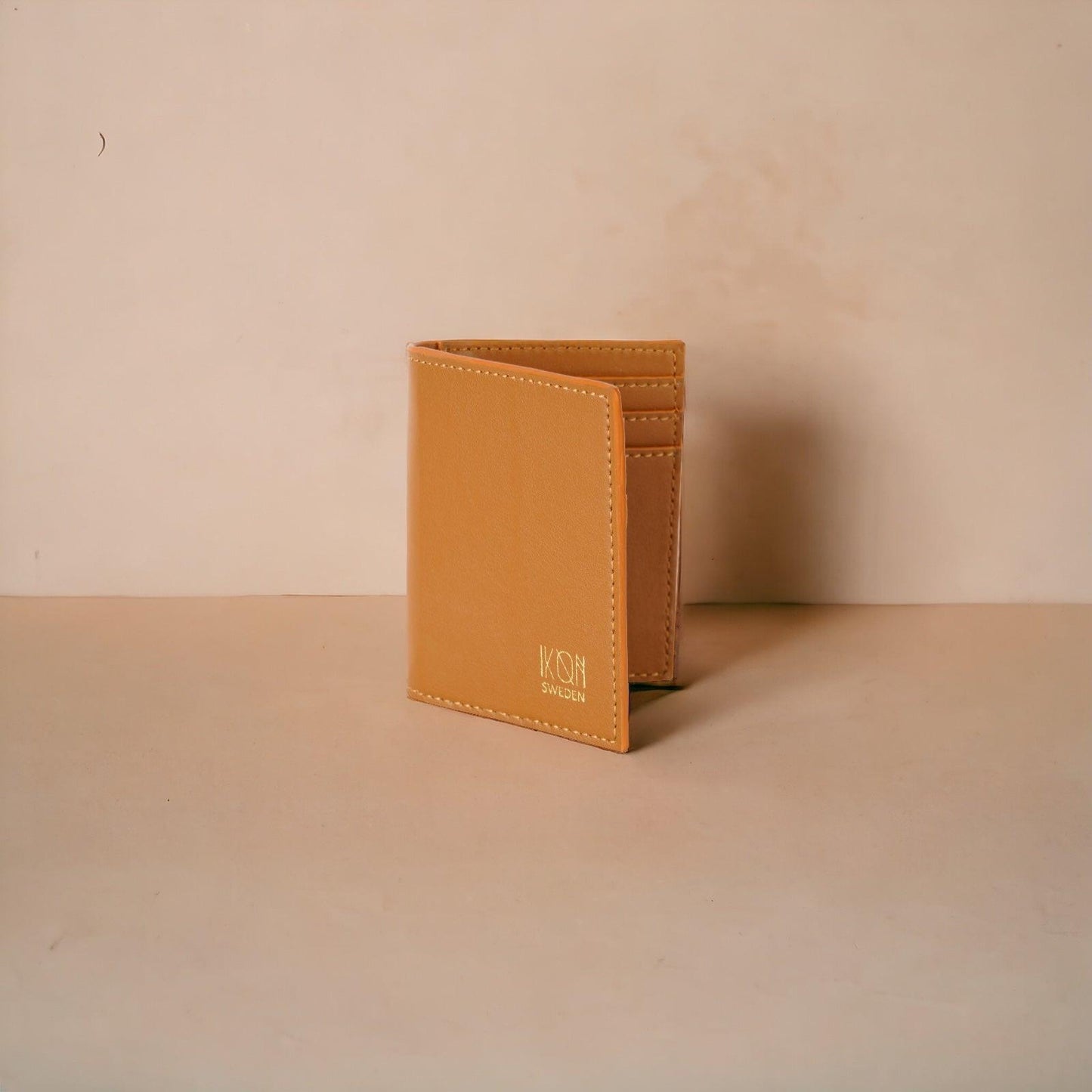 Vegan Cactus Leather Bifold Card Wallet - Cognac