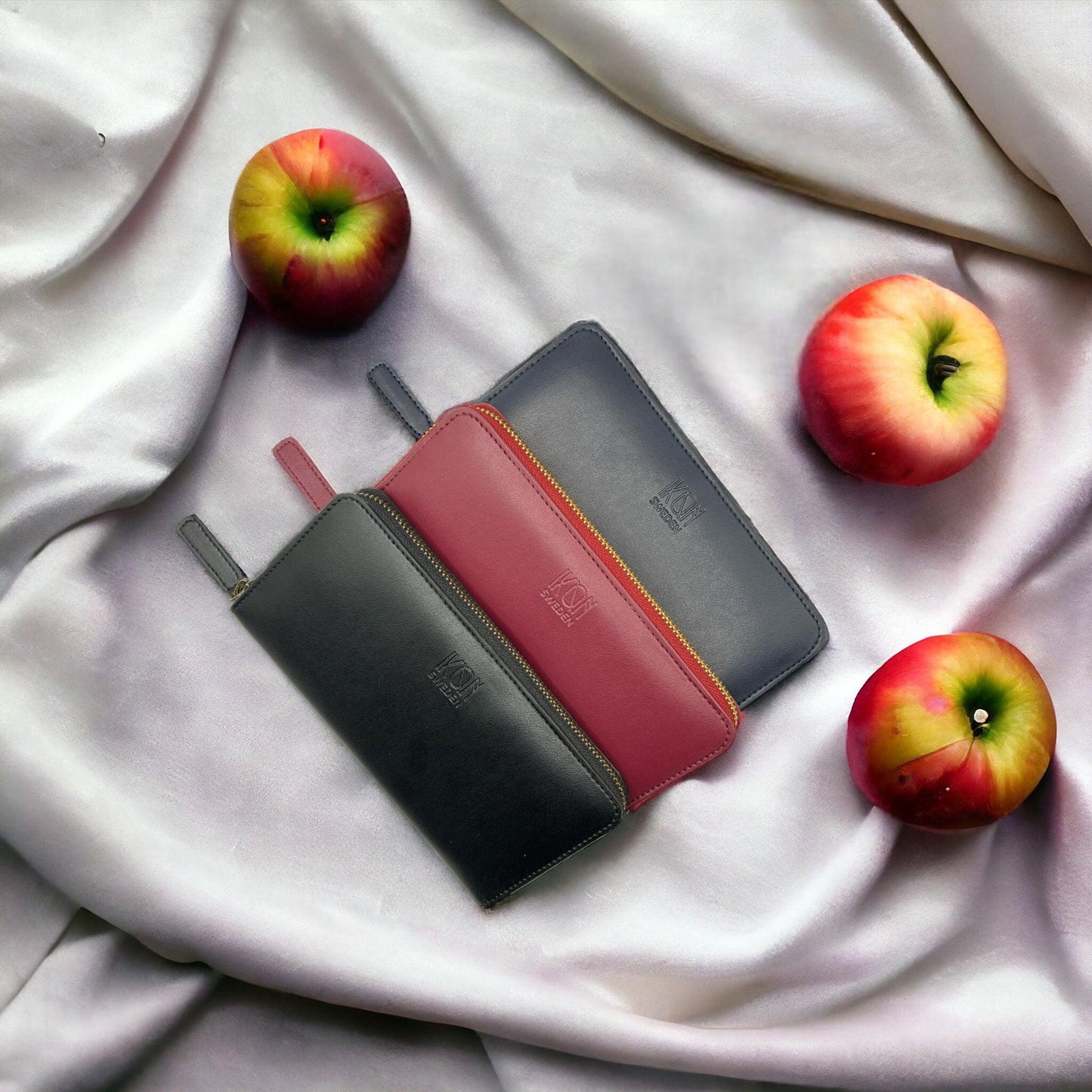 Kivik | Apple Leather Long Zip Wallet - Wine Red