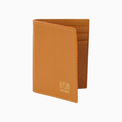 Vegan Cactus Leather Bifold Card Wallet - Cognac