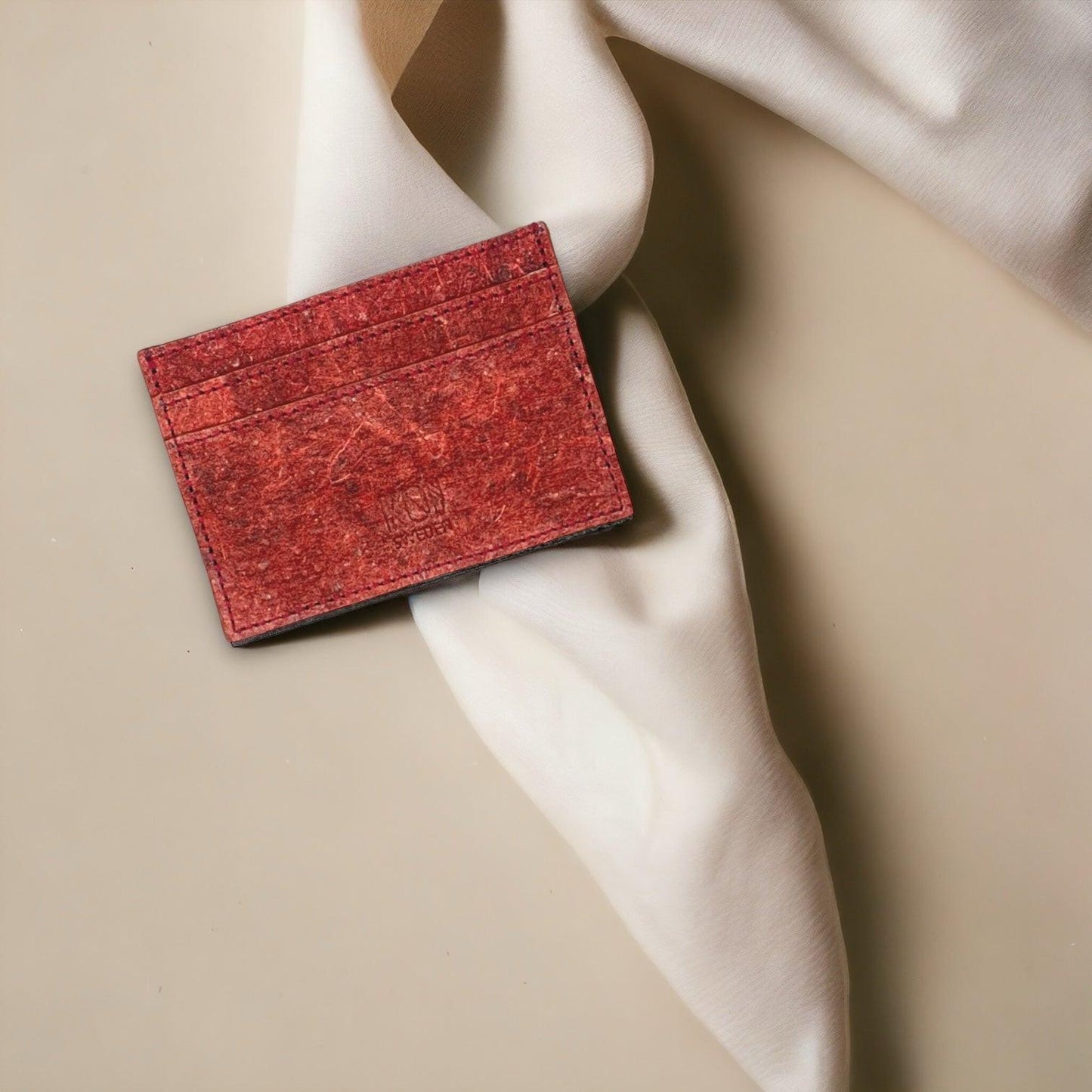 Kochi| Vegan Coconut Leather Card Holder - Wine Red