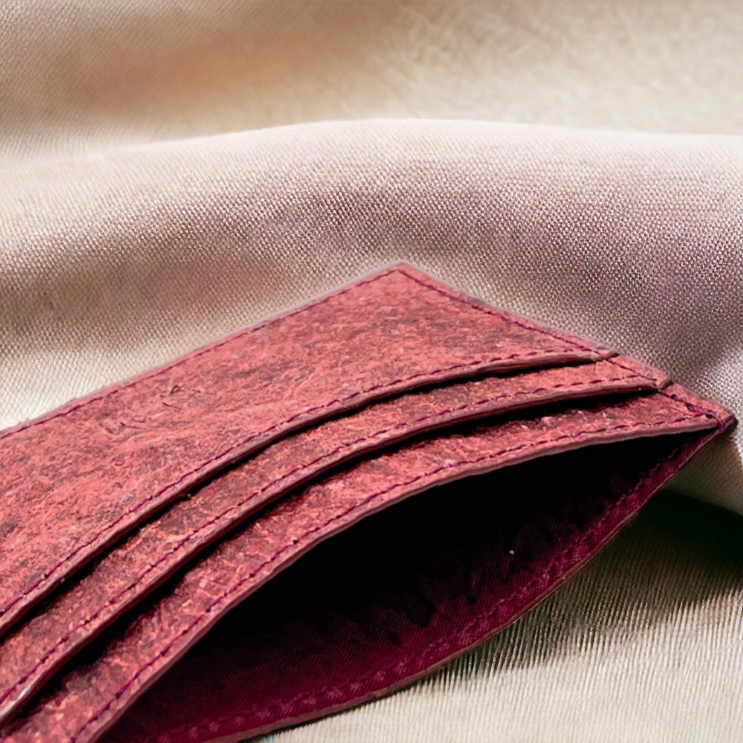 Kochi| Vegan Coconut Leather Card Holder - Wine Red