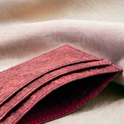 Kochi| Vegan Coconut Leather Card Holder - Wine Red