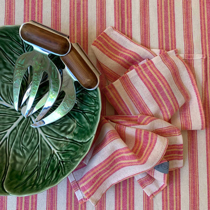 Eco-friendly Andana Striped Tablecloth Set - Magenta