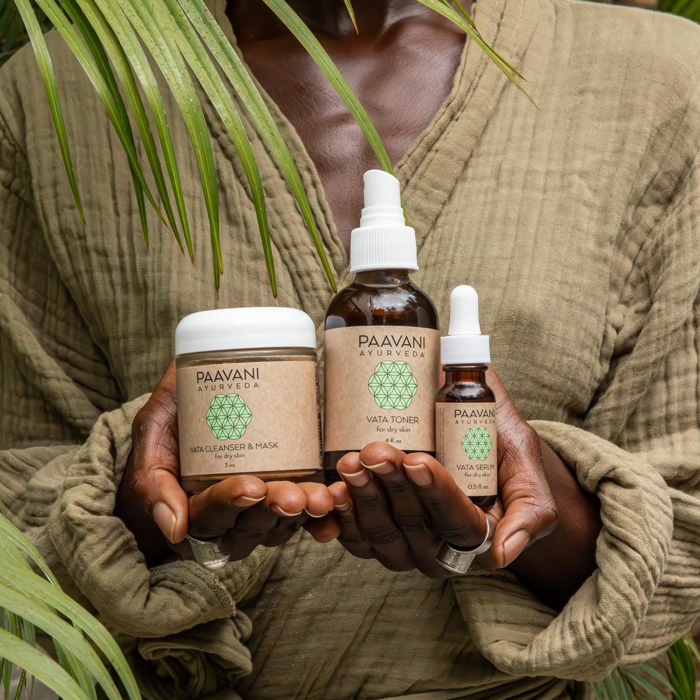 Vata Dosha Ayurvedic skincare products promoting balanced, natural skin health and rejuvenation