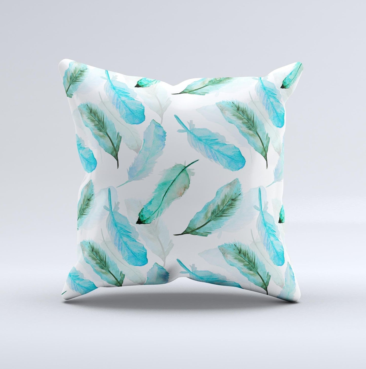 The Feathery Watercolor ink-Fuzed Decorative Throw Pillow