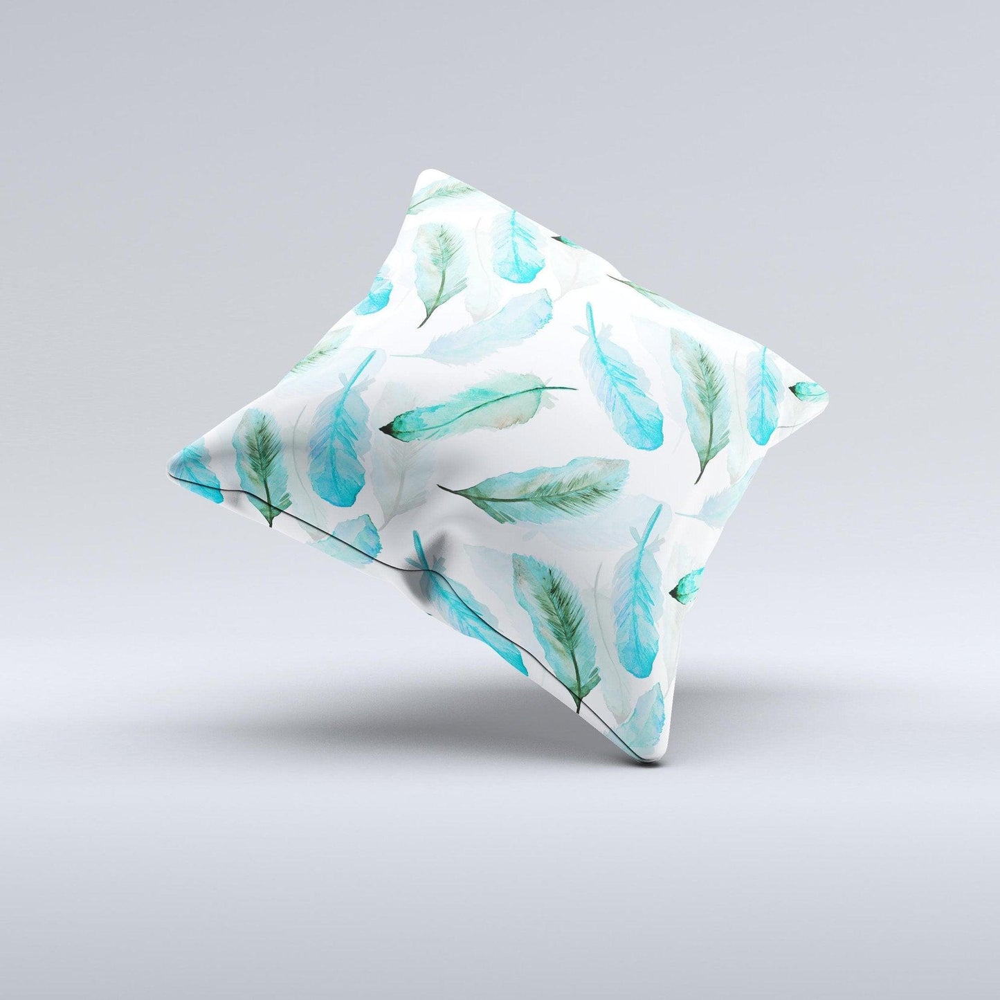 The Feathery Watercolor ink-Fuzed Decorative Throw Pillow