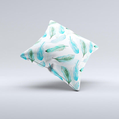 The Feathery Watercolor ink-Fuzed Decorative Throw Pillow
