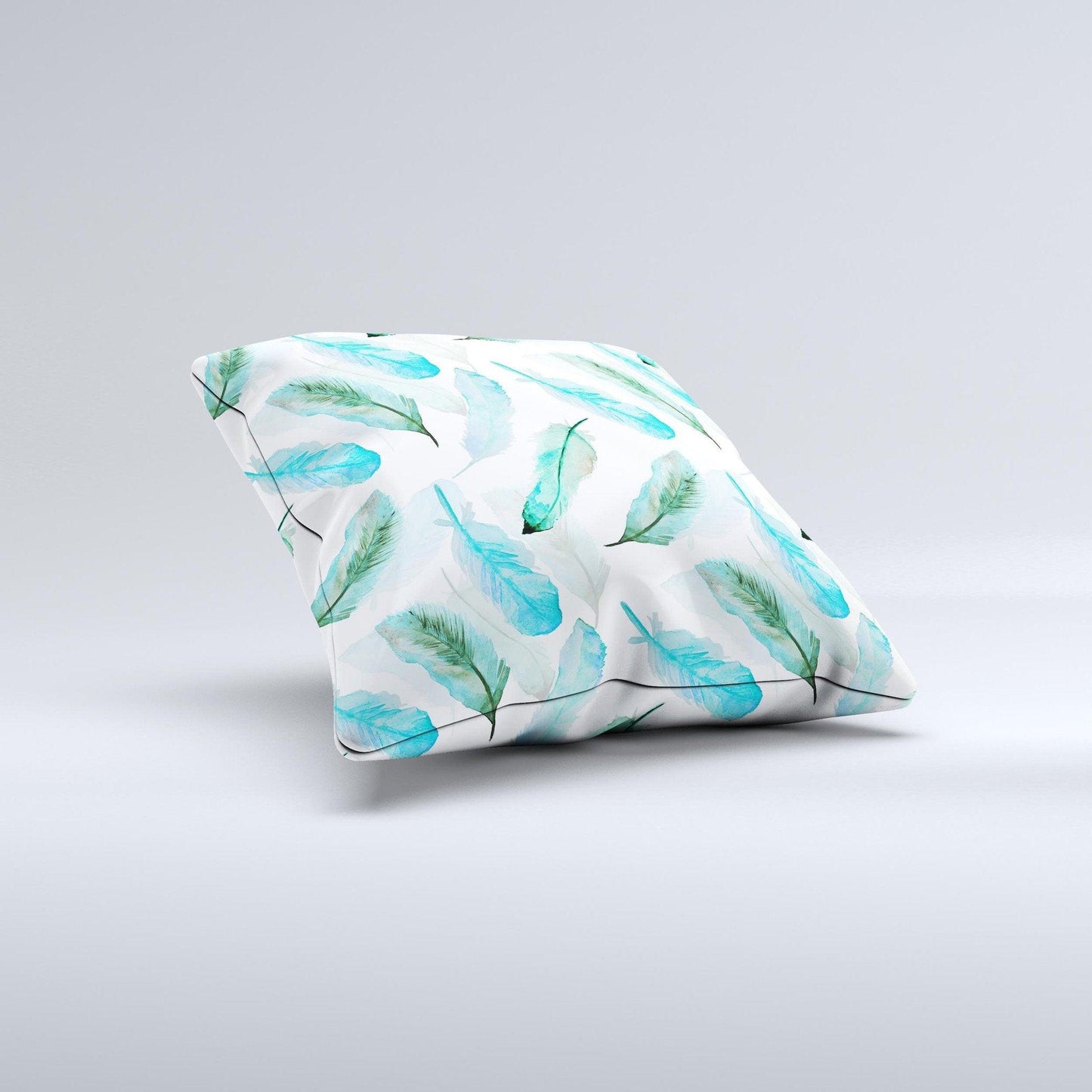 The Feathery Watercolor ink-Fuzed Decorative Throw Pillow