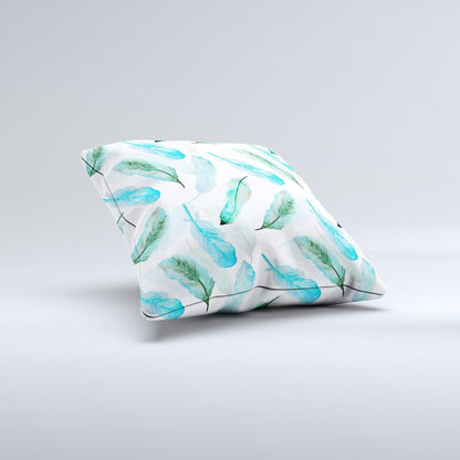 The Feathery Watercolor ink-Fuzed Decorative Throw Pillow