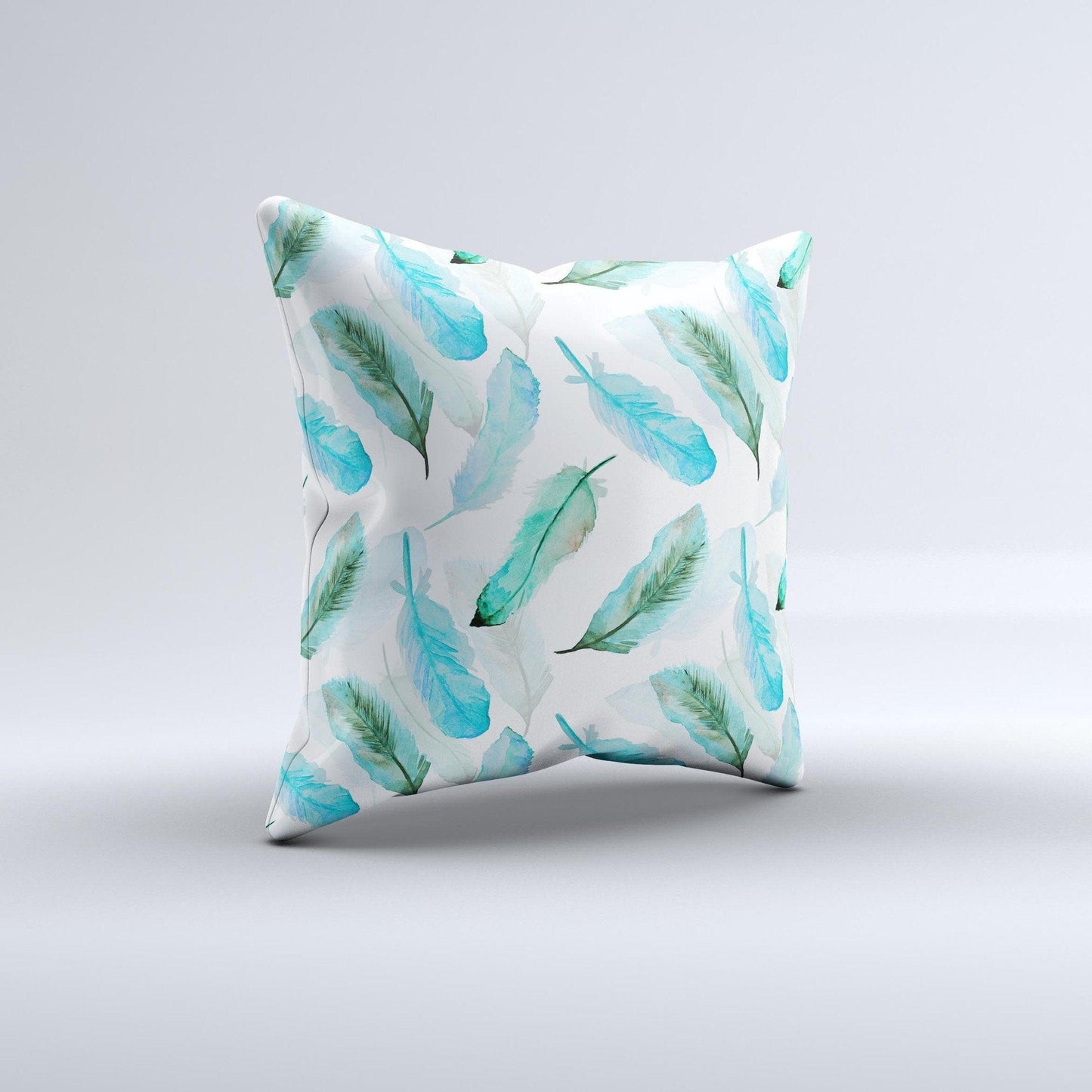 The Feathery Watercolor ink-Fuzed Decorative Throw Pillow