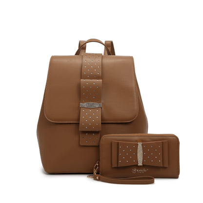 Brangio Bow Chic Backpack & Wallet Set