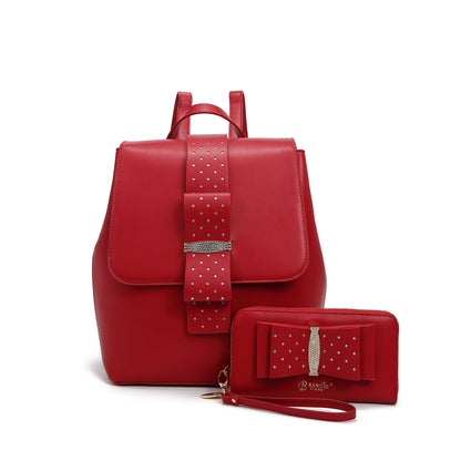 Brangio Bow Chic Backpack & Wallet Set