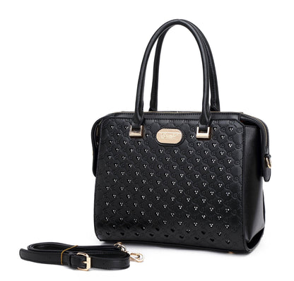 Brangio Italy Monogram Designer Satchel – Cognac Faux Leather Handbag