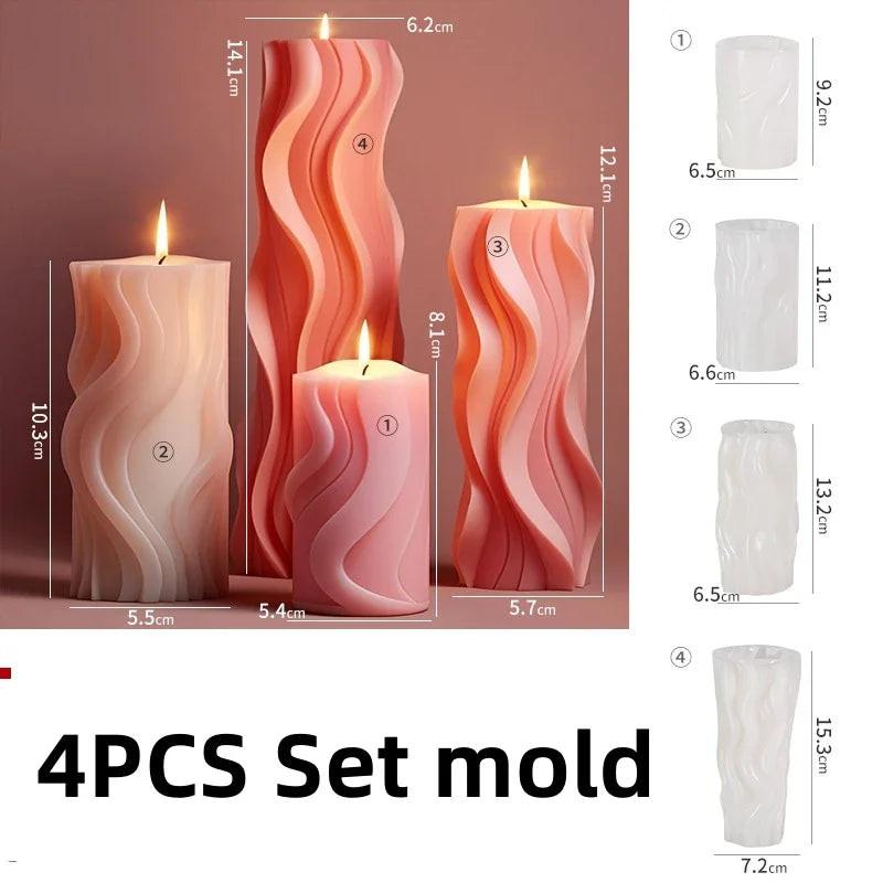 Wave Cylindrical Candle Silicone Mold with Twisted Irregular Geometric Shape
