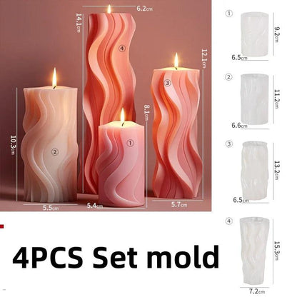 Wave Cylindrical Candle Silicone Mold with Twisted Irregular Geometric Shape