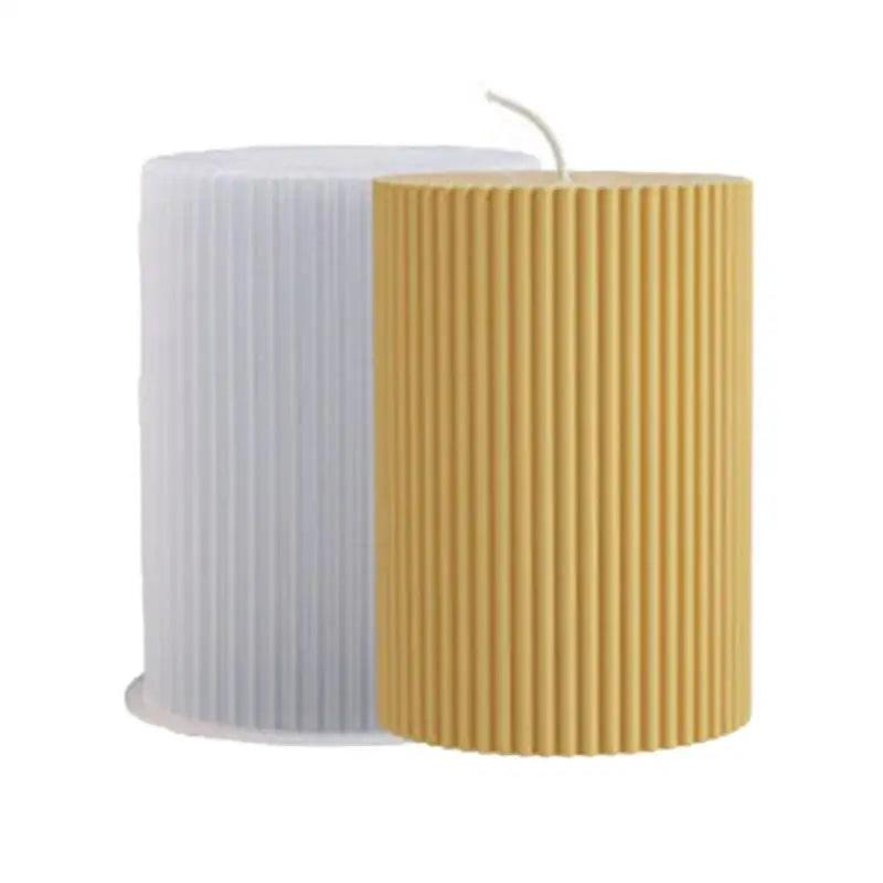 Striped Cylindrical Silicone Candle Mold, Handmade Candle Making