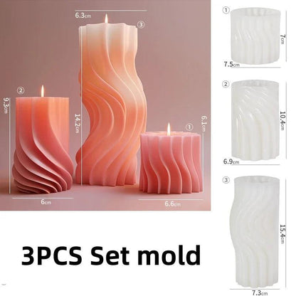 Wave Cylindrical Candle Silicone Mold with Twisted Irregular Geometric Shape