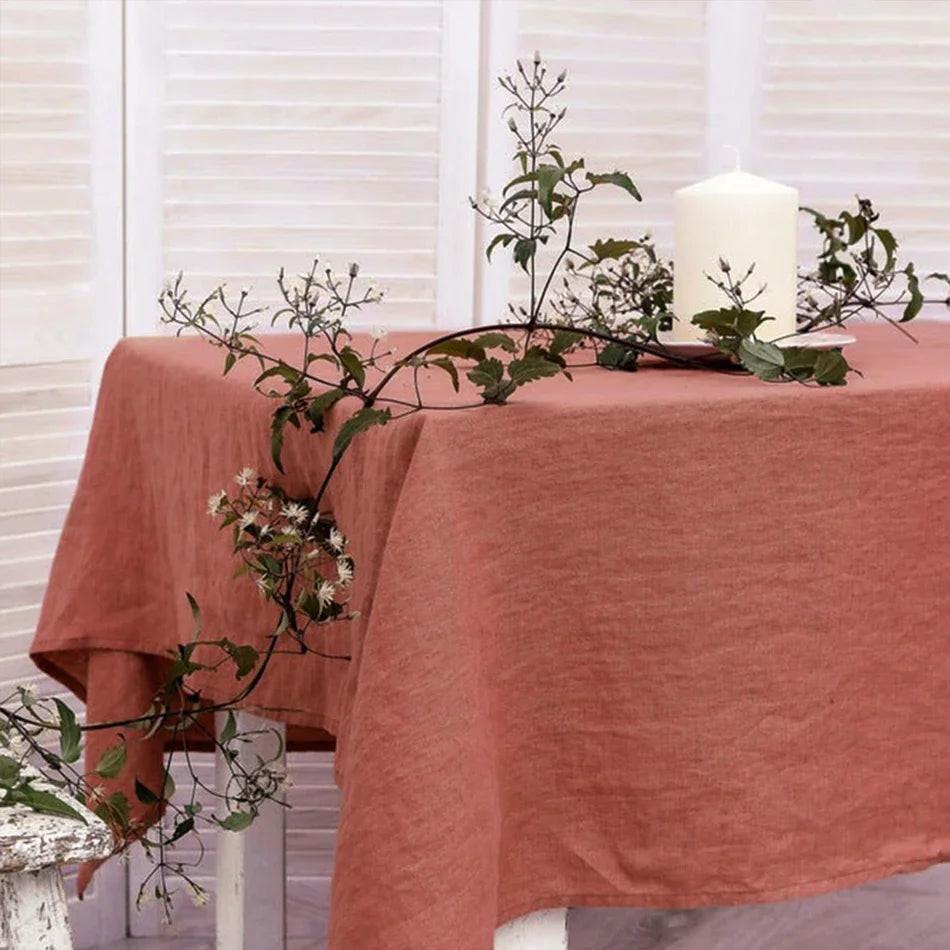 100% Pure Linen Handmade Solid Color Tablecloth