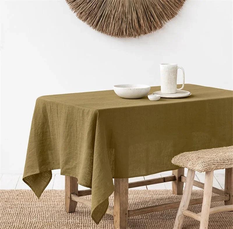 100% Pure Linen Handmade Solid Color Tablecloth