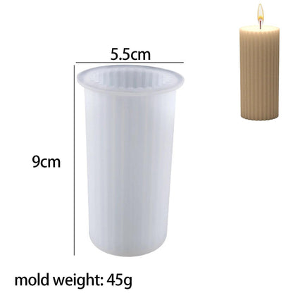 Striped Cylindrical Silicone Candle Mold, Handmade Candle Making