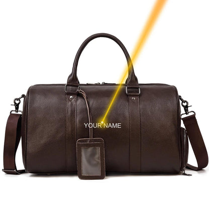 Premium cowskin travel bag showcasing durable craftsmanship and stylish design for sophisticated travelers.