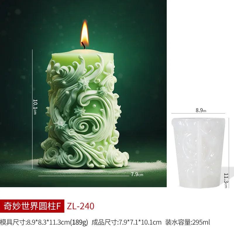 Wave Cylindrical Candle Silicone Mold with Twisted Irregular Geometric Shape