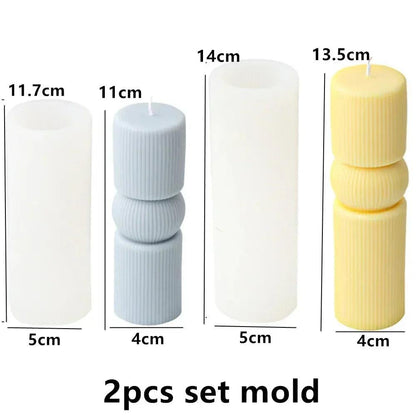 Wave Cylindrical Candle Silicone Mold with Twisted Irregular Geometric Shape