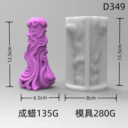 Wave Cylindrical Candle Silicone Mold with Twisted Irregular Geometric Shape