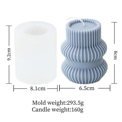 Wave Cylindrical Candle Silicone Mold with Twisted Irregular Geometric Shape