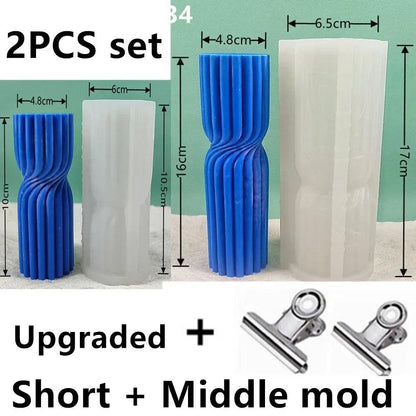 Wave Cylindrical Candle Silicone Mold with Twisted Irregular Geometric Shape