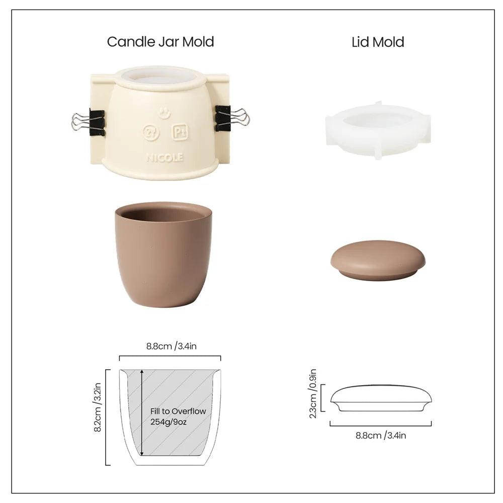 Boowan Nicole Candle Silicone Jar Mold and 7oz Candle Refill Mold, Reusable