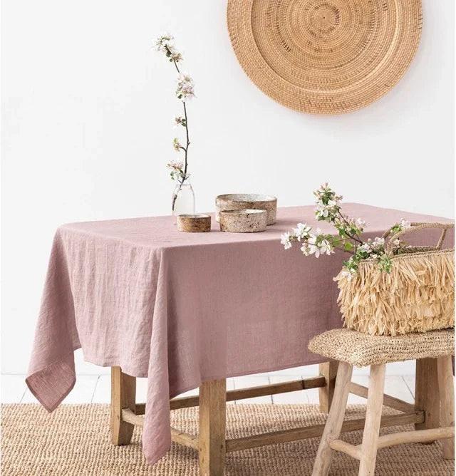 100% Pure Linen Handmade Solid Color Tablecloth