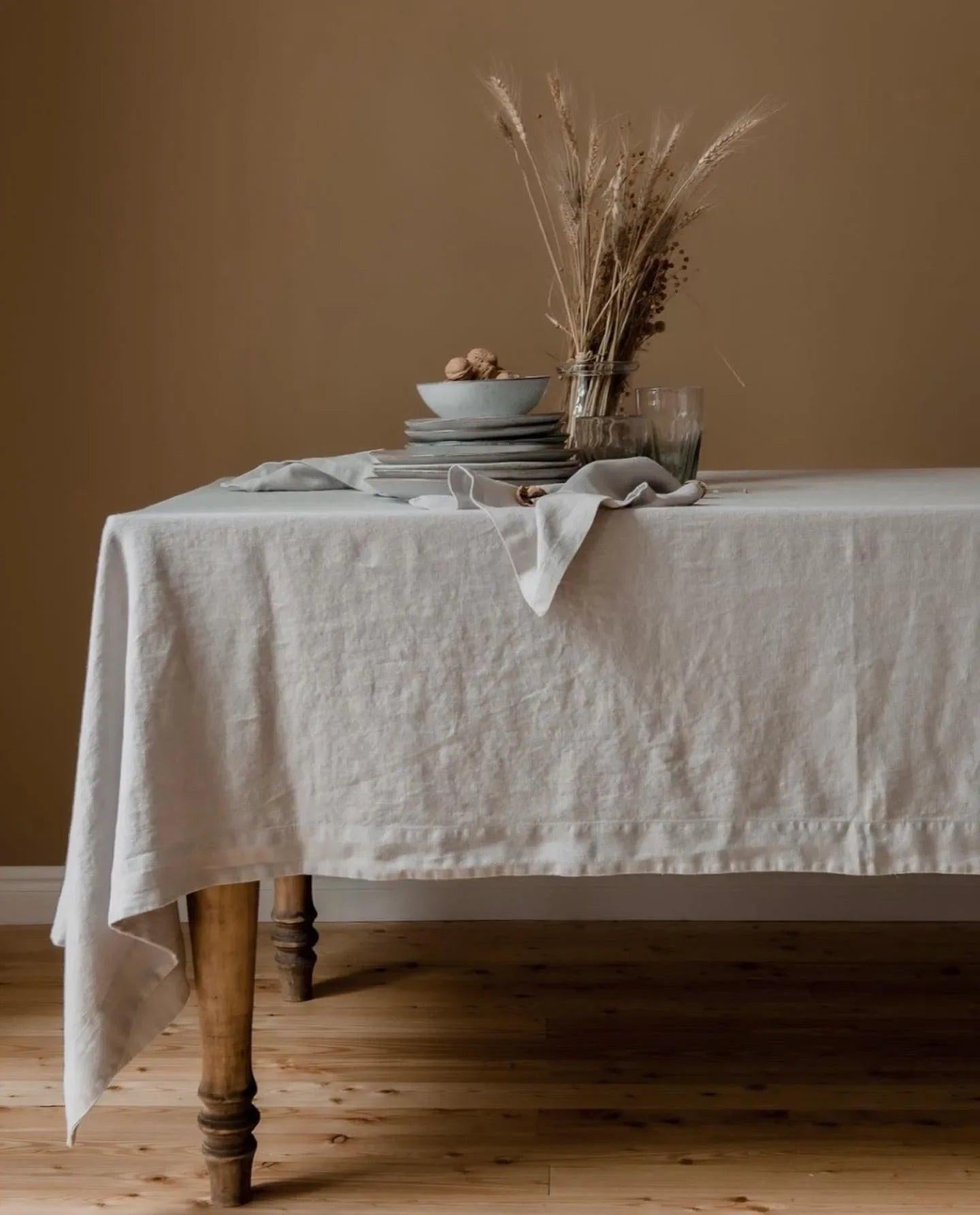 100% Pure Linen Handmade Solid Color Tablecloth