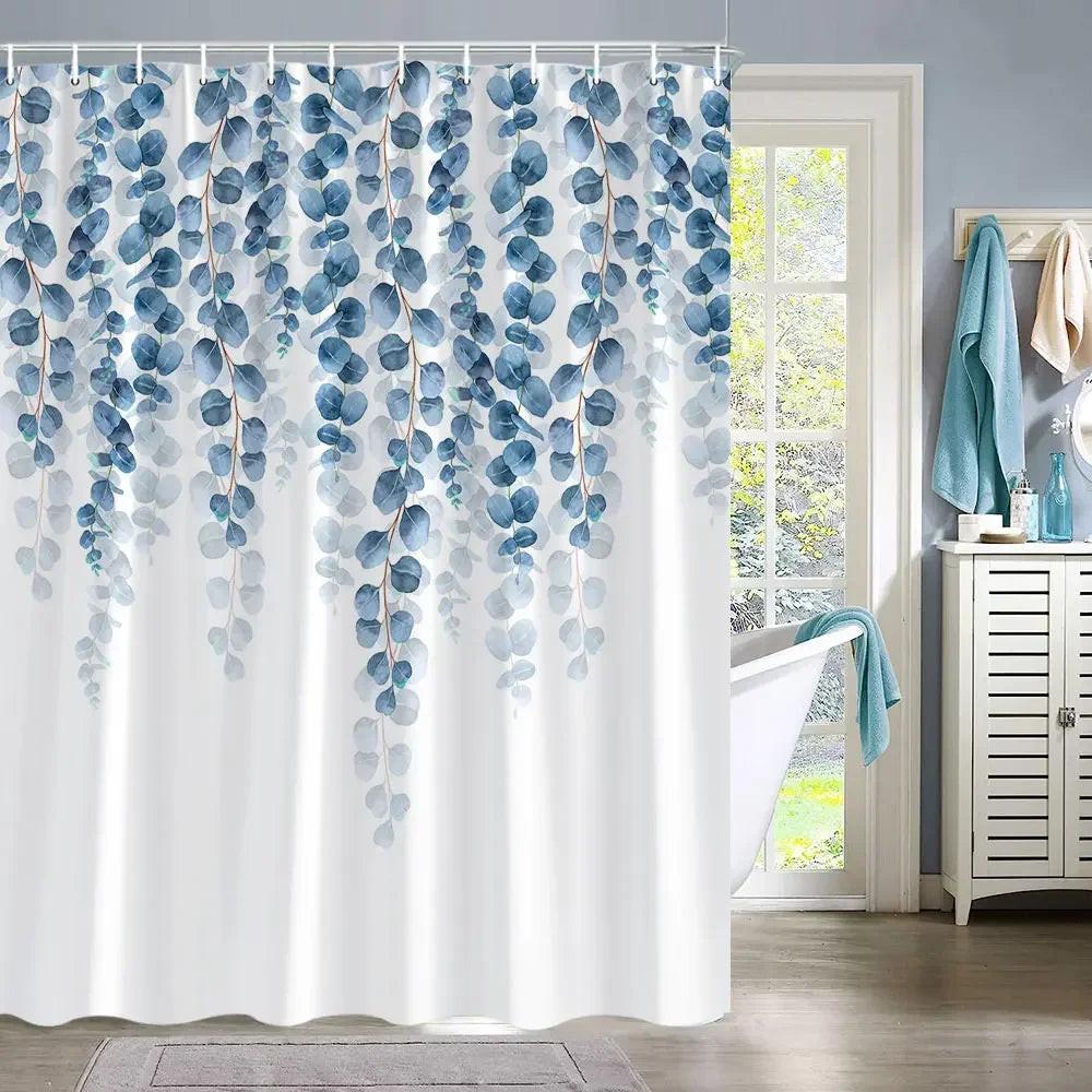 Eucalyptus Leaves Shower Curtain - Green Leaf Print