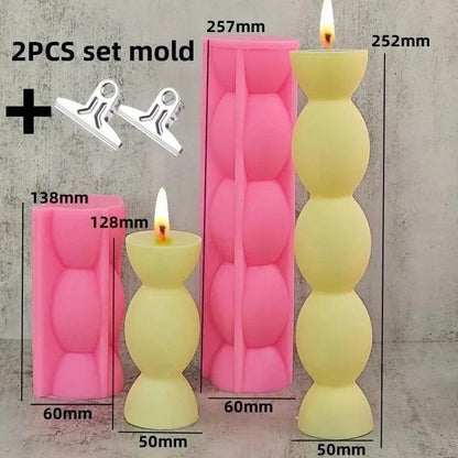 Wave Cylindrical Candle Silicone Mold with Twisted Irregular Geometric Shape