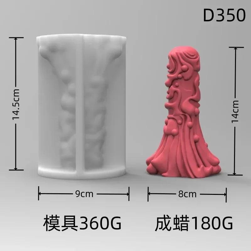 Wave Cylindrical Candle Silicone Mold with Twisted Irregular Geometric Shape